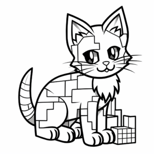 Easy To Color Minecraft Cat Coloring Pages for Kids 3