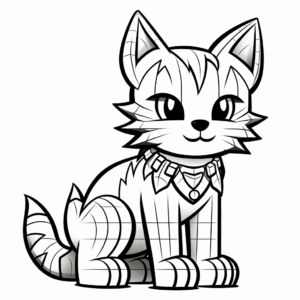 Easy To Color Minecraft Cat Coloring Pages for Kids 4
