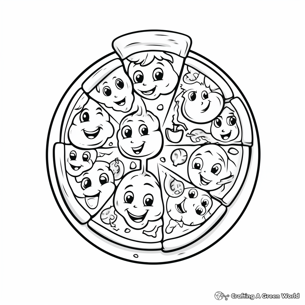 Easy to Color Mini-Pizza Coloring Pages 3