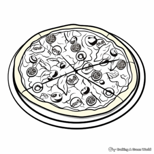 Easy to Color Mini-Pizza Coloring Pages 4