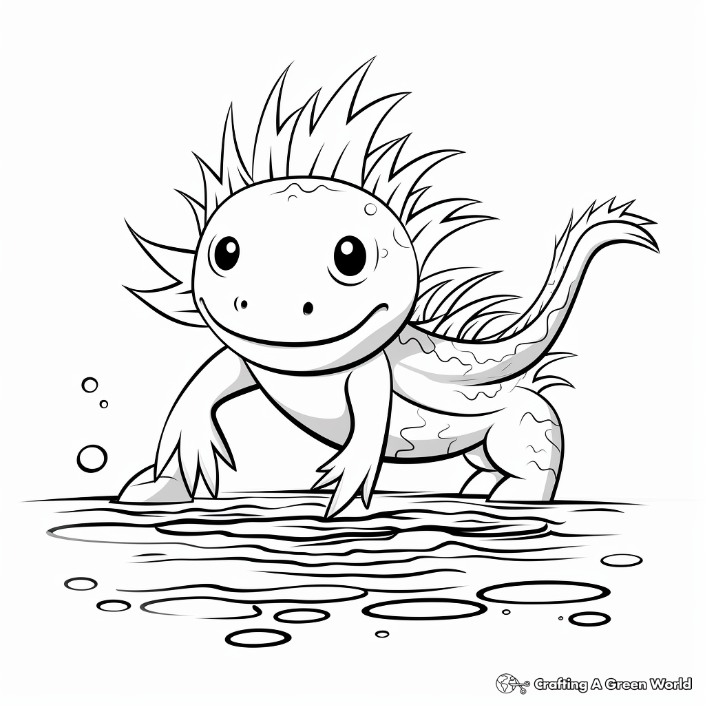Easy-to-Color Simple Axolotl Coloring Pages 1