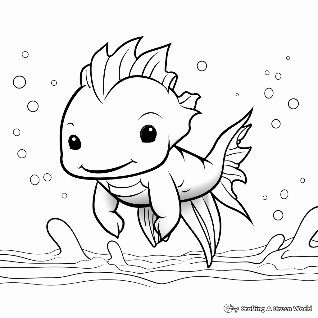 Easy-to-Color Simple Axolotl Coloring Pages 2