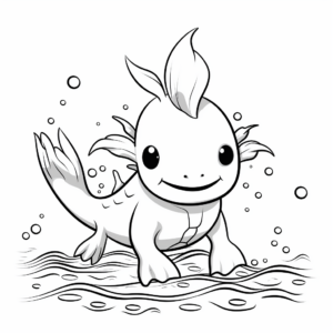 Easy-to-Color Simple Axolotl Coloring Pages 3