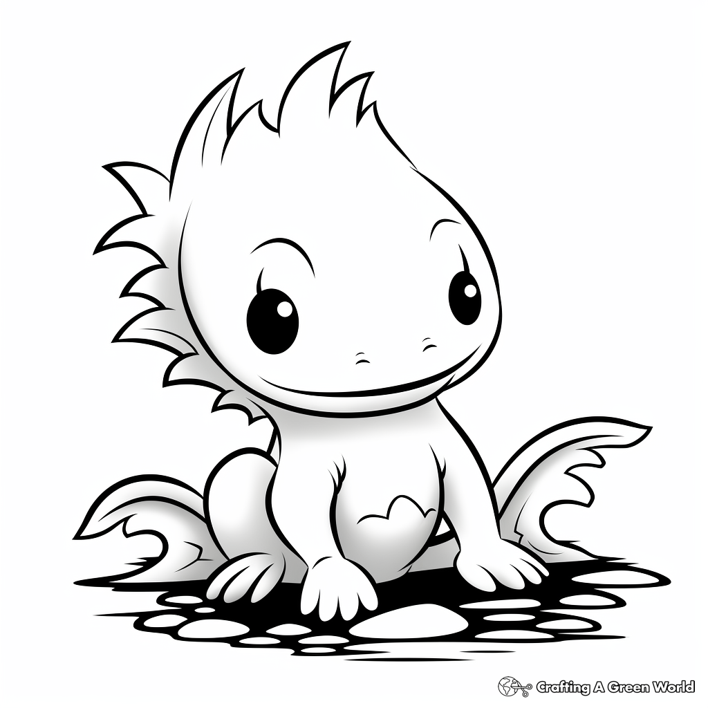 Easy-to-Color Simple Axolotl Coloring Pages 4