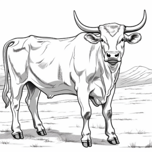 Easy-to-Color Simple Longhorn Coloring Sheets 1