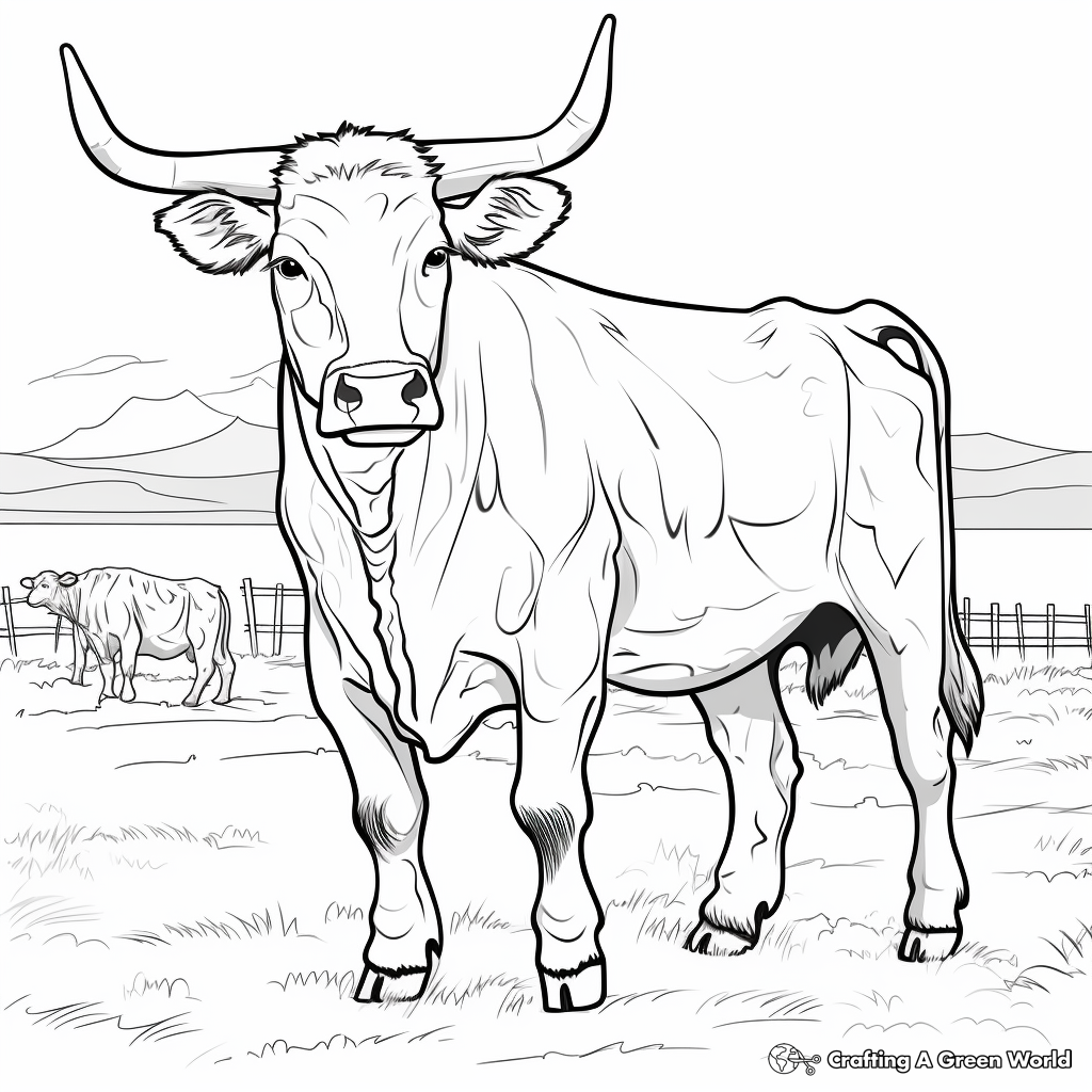 Easy-to-Color Simple Longhorn Coloring Sheets 3