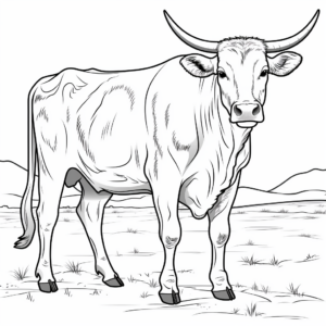 Easy-to-Color Simple Longhorn Coloring Sheets 4