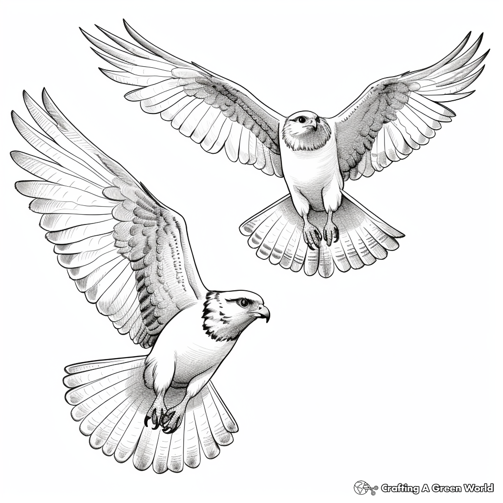 Easy-to-Color Sparrowhawk Coloring Pages 2