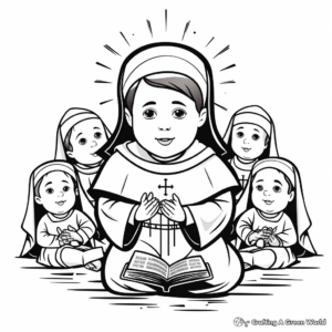 Easy-to-Color St. Thomas Aquinas Coloring Pages 1