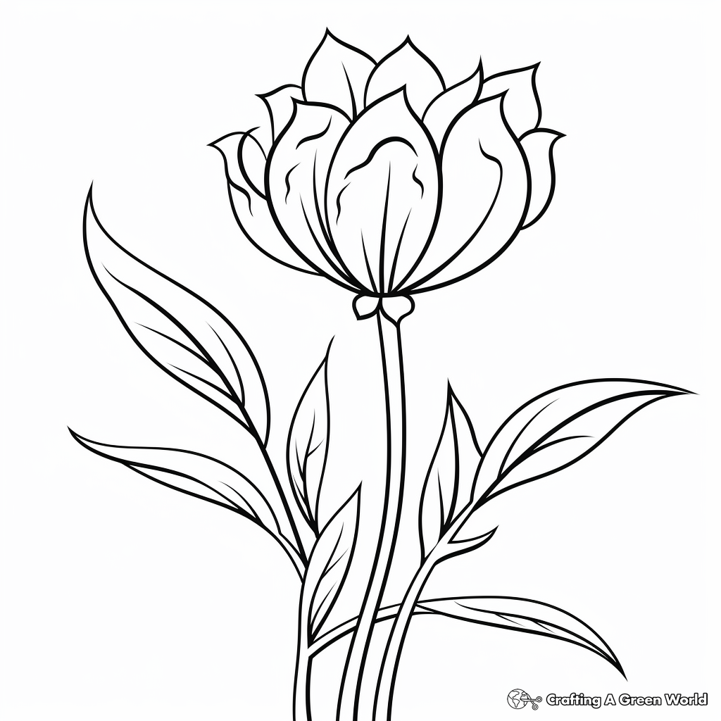 Easy-to-color Tulip Flower Coloring Pages 1