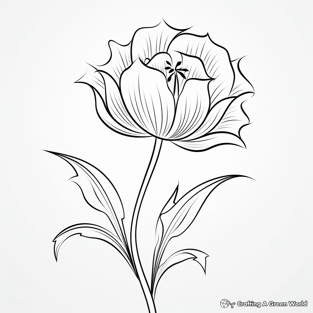 Easy-to-color Tulip Flower Coloring Pages 4