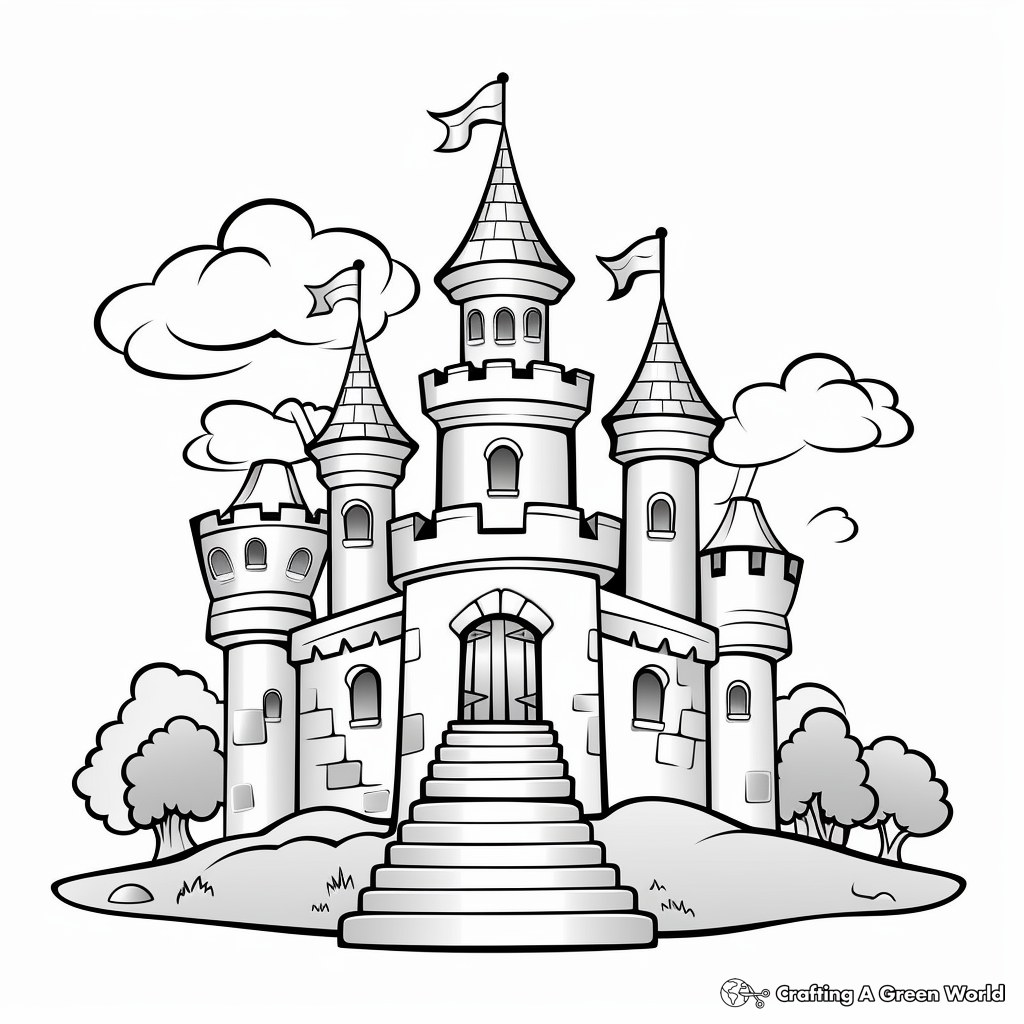 Easy-To-Follow Princess Castle Coloring Pages 4