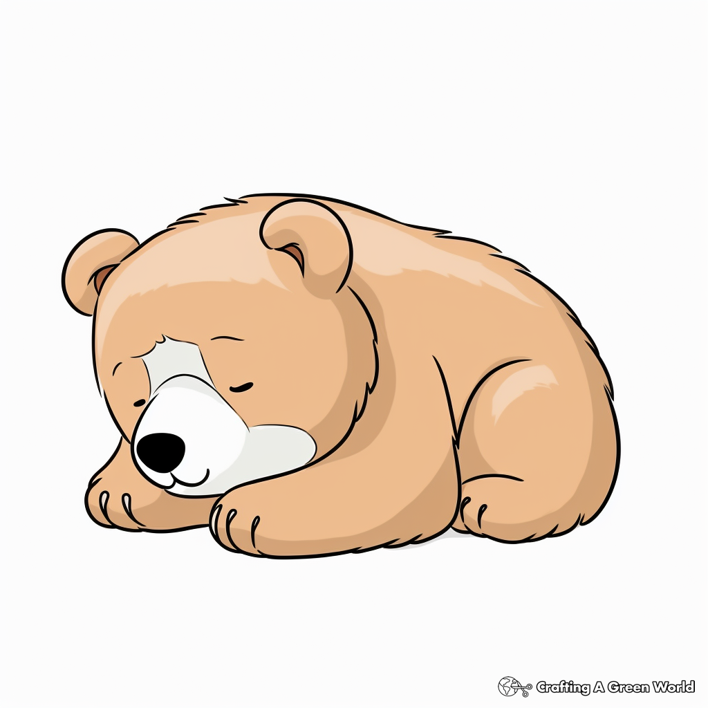 Easy Toddler-Friendly Sleeping Bear Cub Coloring Pages 1