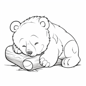 Easy Toddler-Friendly Sleeping Bear Cub Coloring Pages 2