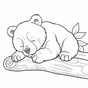 Easy Toddler-Friendly Sleeping Bear Cub Coloring Pages 3