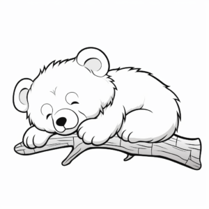 Easy Toddler-Friendly Sleeping Bear Cub Coloring Pages 4