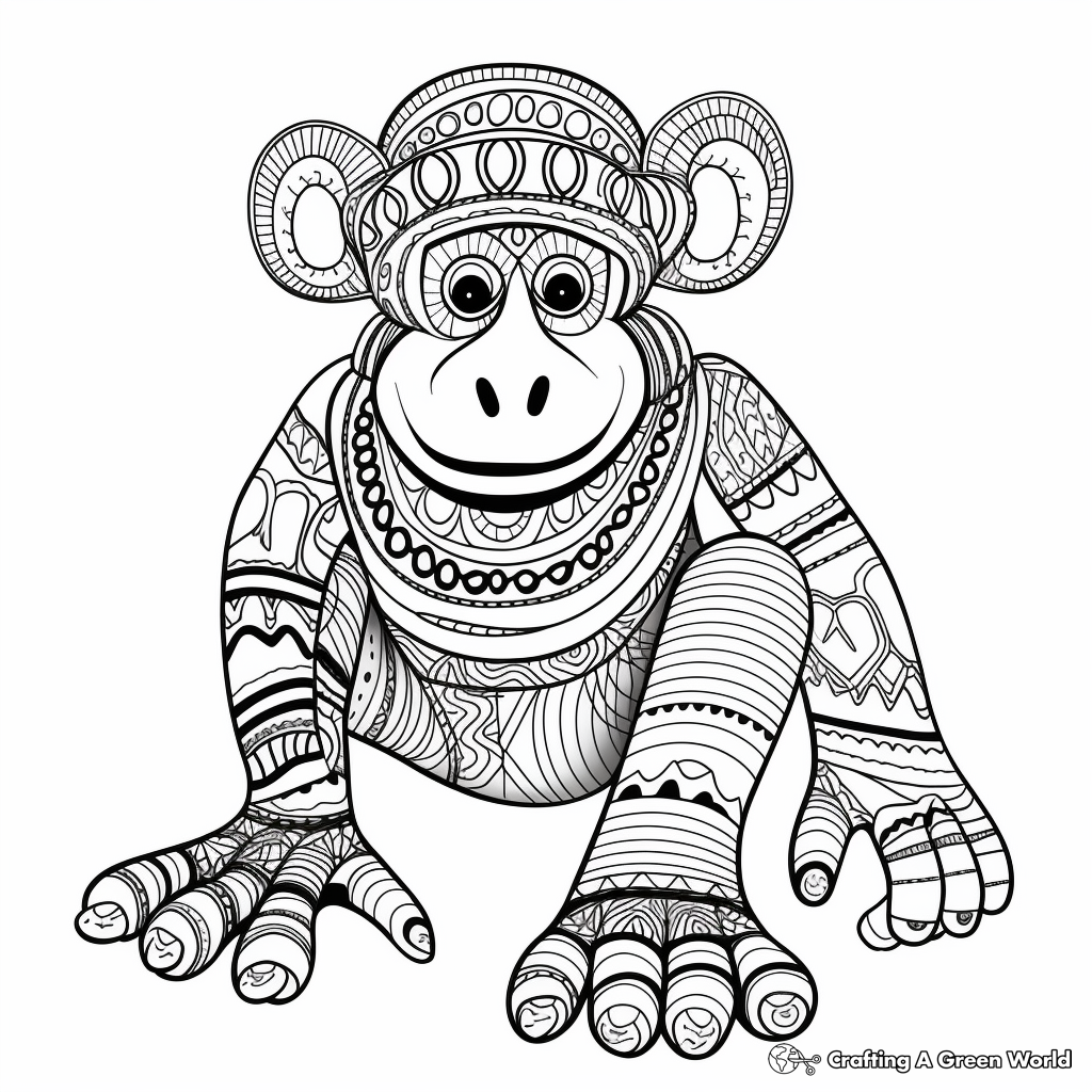 Eccentric Sock Monkey Coloring Pages 4