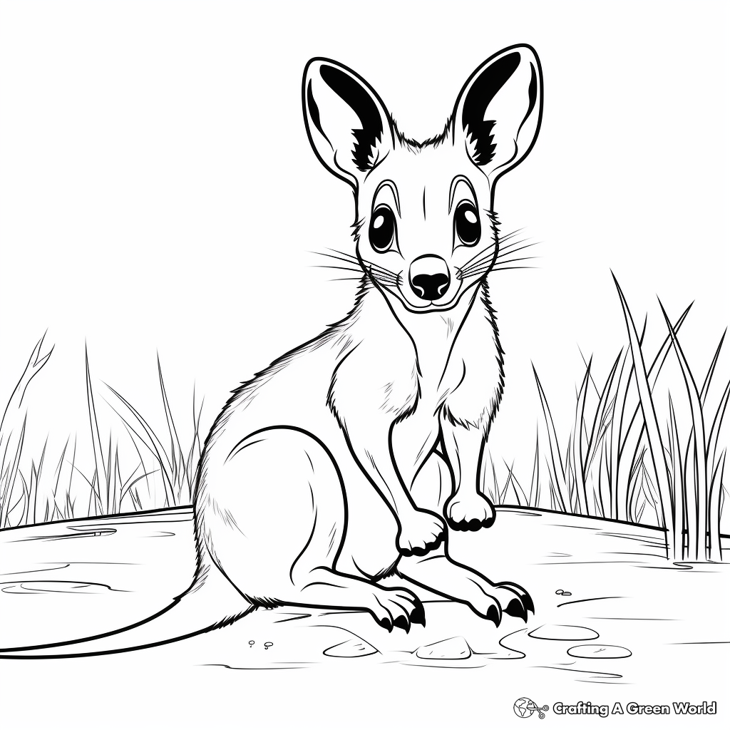Ecological Wallaby and Environment Coloring Pages 2