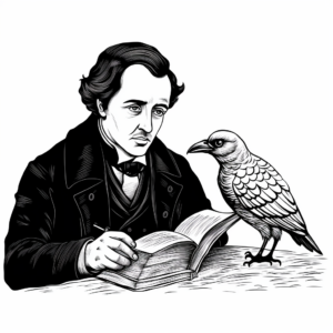 Edgar Allan Poe "The Raven" Inspired Coloring Pages 1
