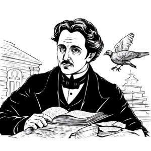 Edgar Allan Poe Inspired Raven Coloring Pages 4