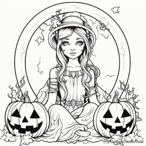 Edgy Gothic Halloween Coloring Pages for Adults 3