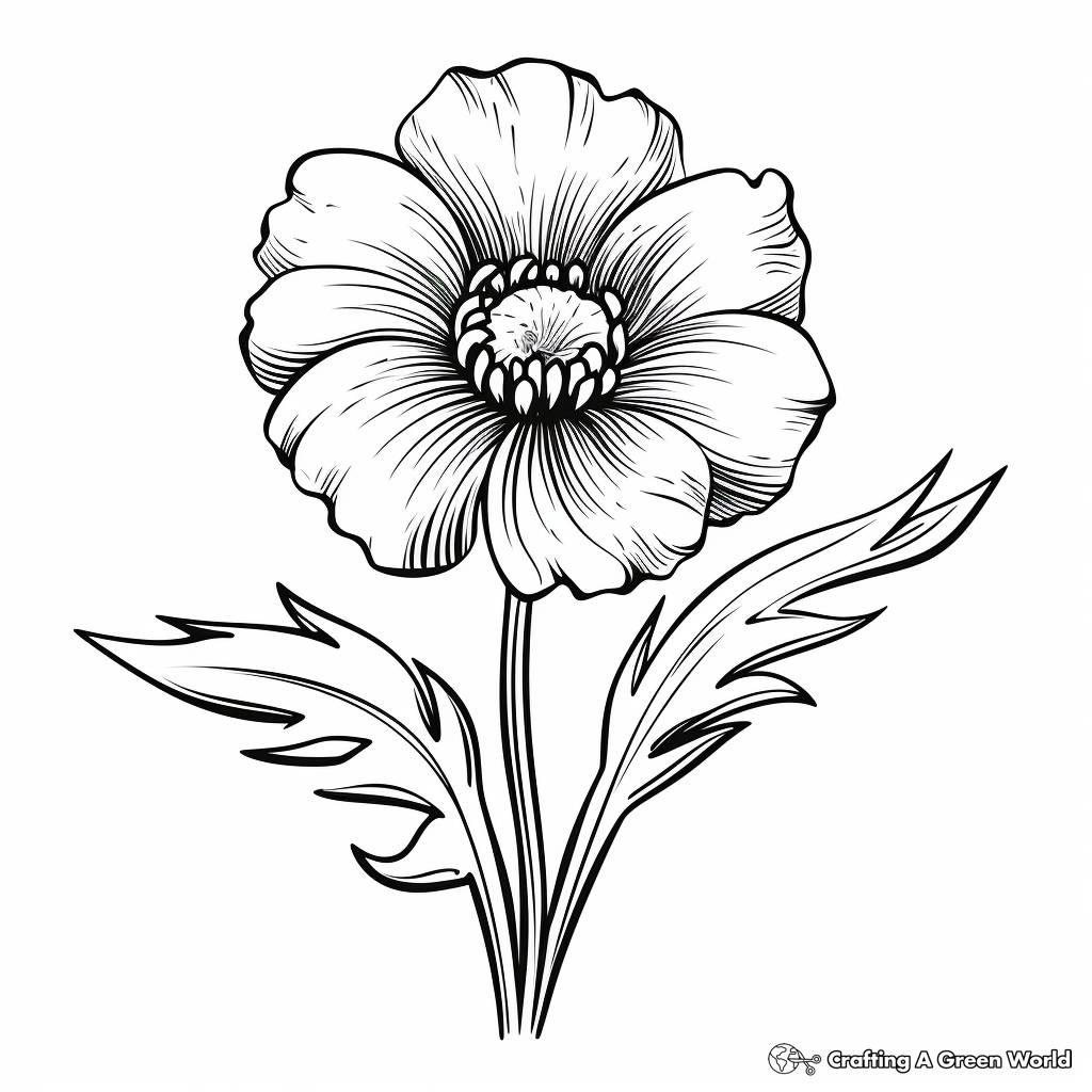 Edgy Poppy Flower Coloring Pages 3