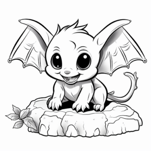 Edible-Insect Hunting Baby Bat Coloring Pages 1