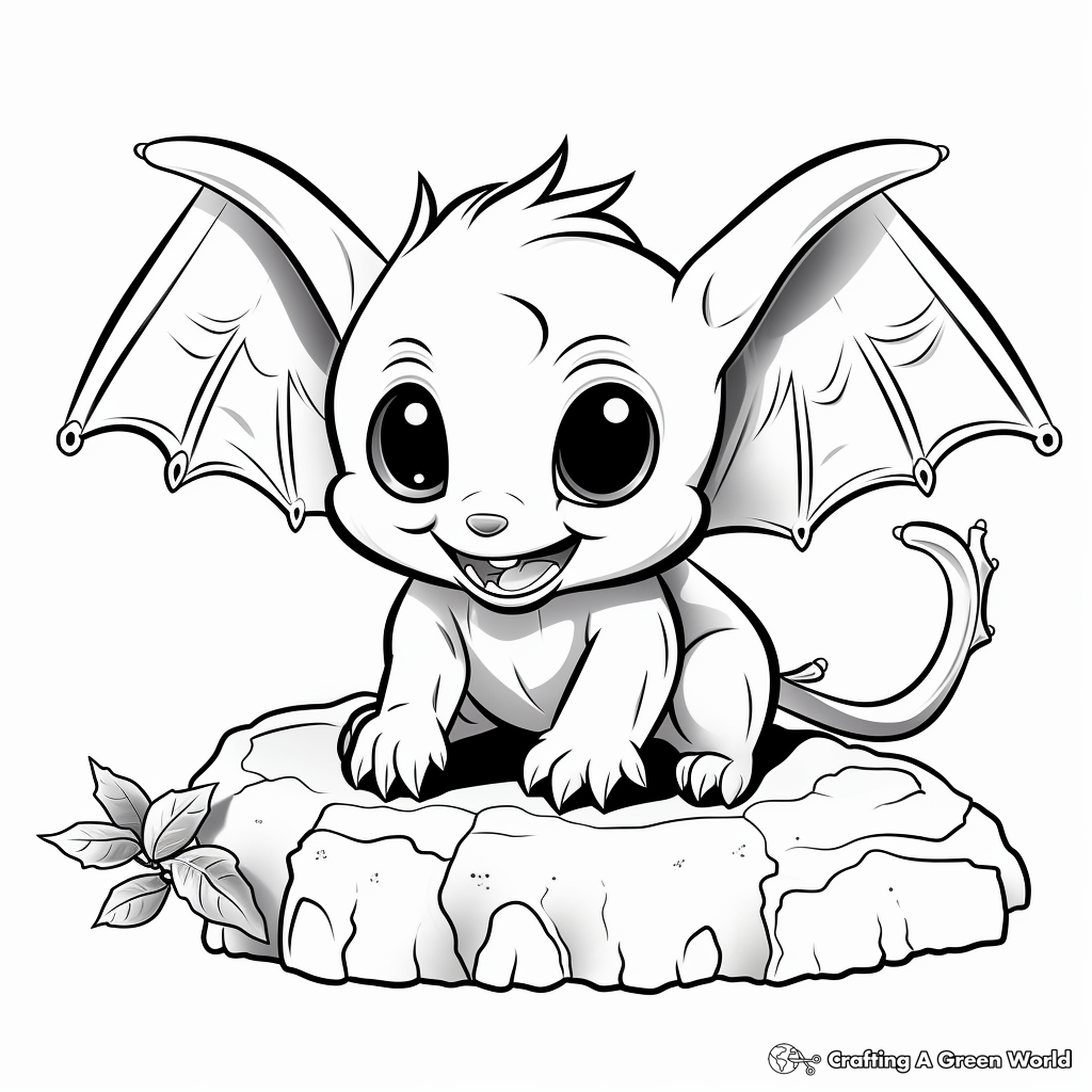 Edible-Insect Hunting Baby Bat Coloring Pages 1