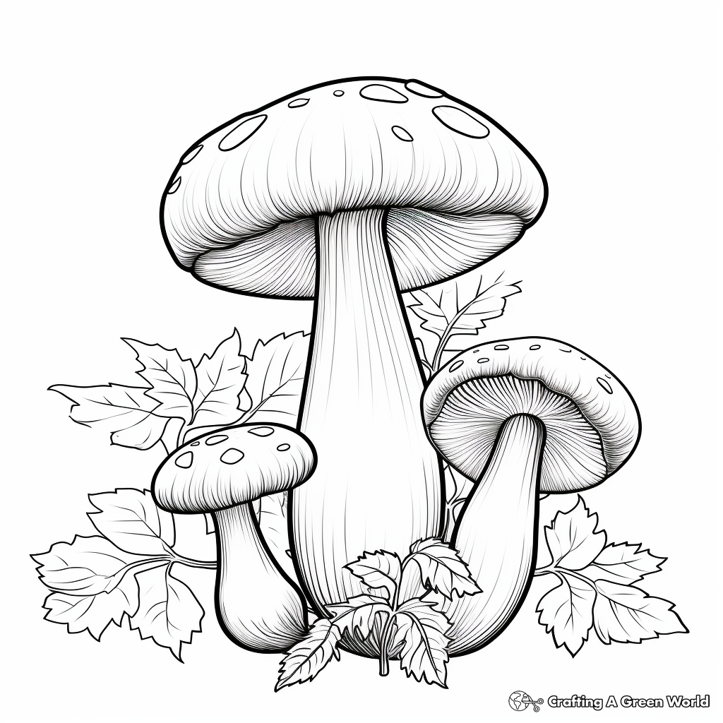 Edible Porcini Mushroom Coloring Pages 2
