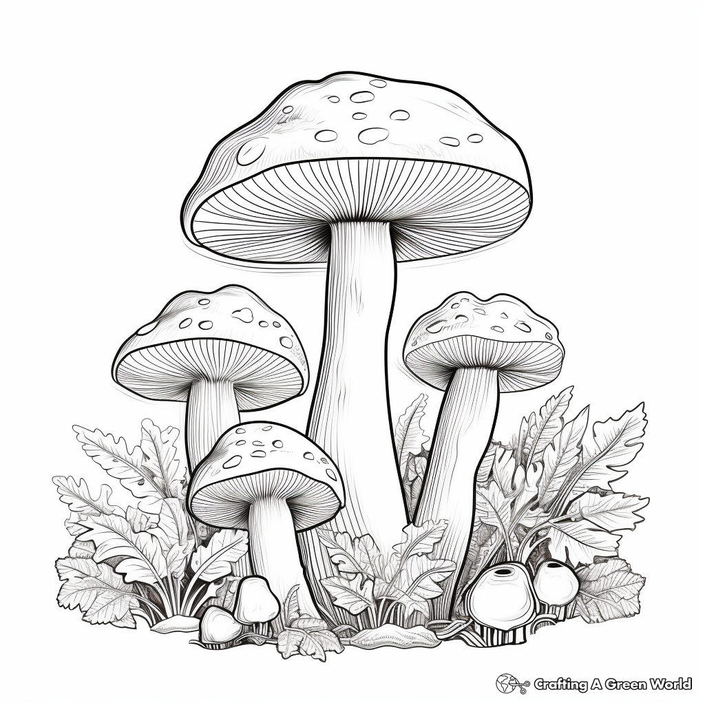 Edible Porcini Mushroom Coloring Pages 4