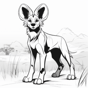 Educational African Wild Dog Habitat Coloring Pages 2