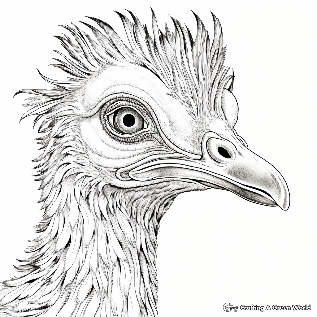 Educational Coloring Page Featuring Emu Anatomy 1