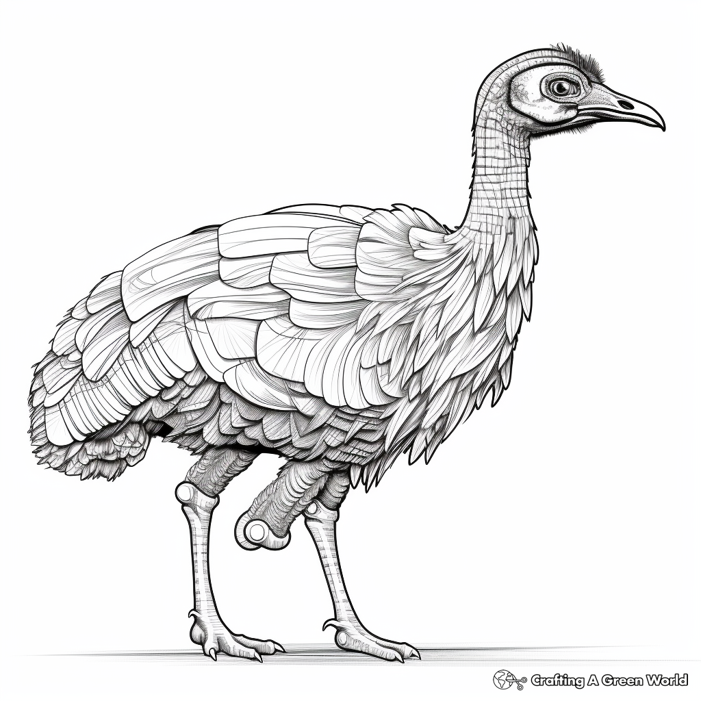 Educational Coloring Page Featuring Emu Anatomy 3