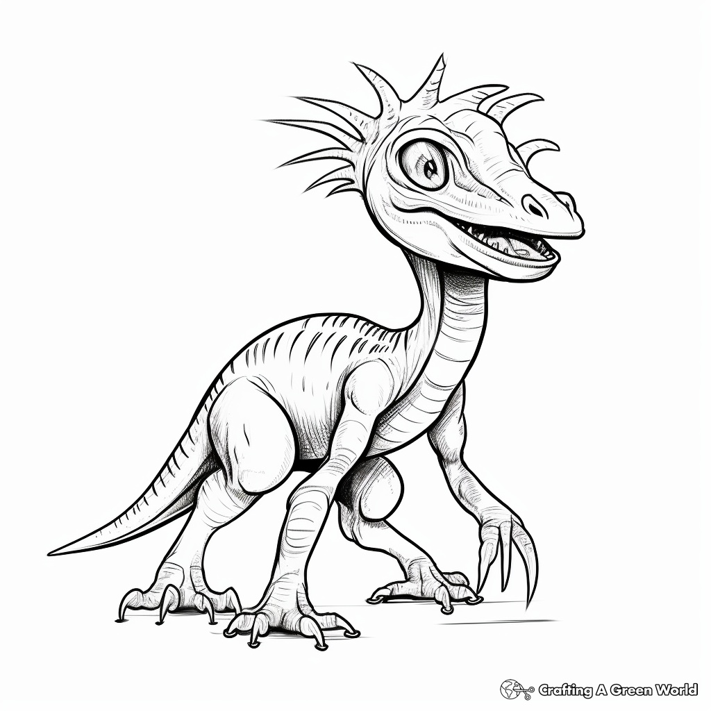 Educational Dilophosaurus Anatomy Coloring Pages 1