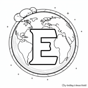 Educational E for Earth Coloring Pages 2