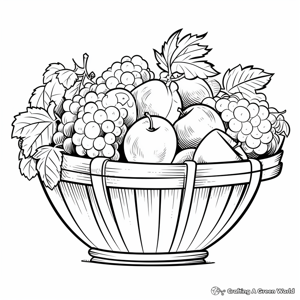 Educational Fruit Basket Coloring Pages with Labels 1