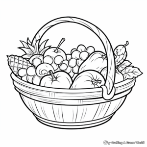 Educational Fruit Basket Coloring Pages with Labels 2