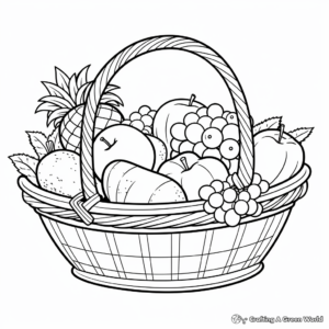 Educational Fruit Basket Coloring Pages with Labels 3