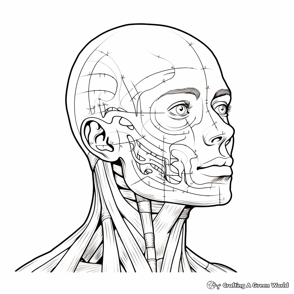 Educational Human Anatomy Head Coloring Sheets 4