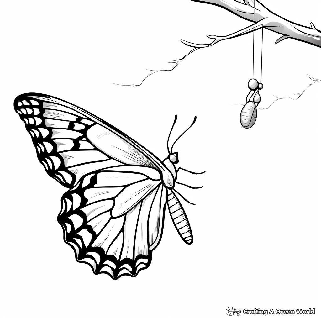 Educational Life Cycle of a Butterfly Coloring Pages 1