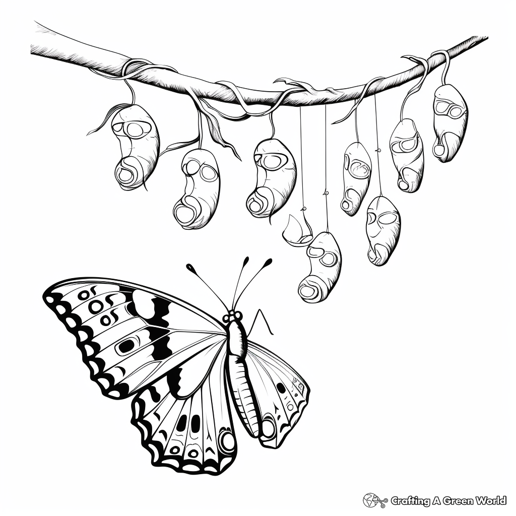 Educational Life Cycle of a Butterfly Coloring Pages 2