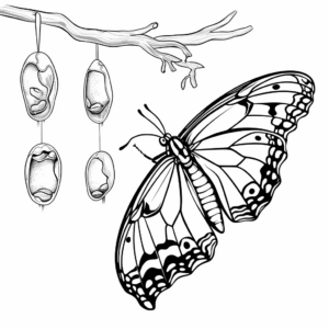 Educational Life Cycle of a Butterfly Coloring Pages 4