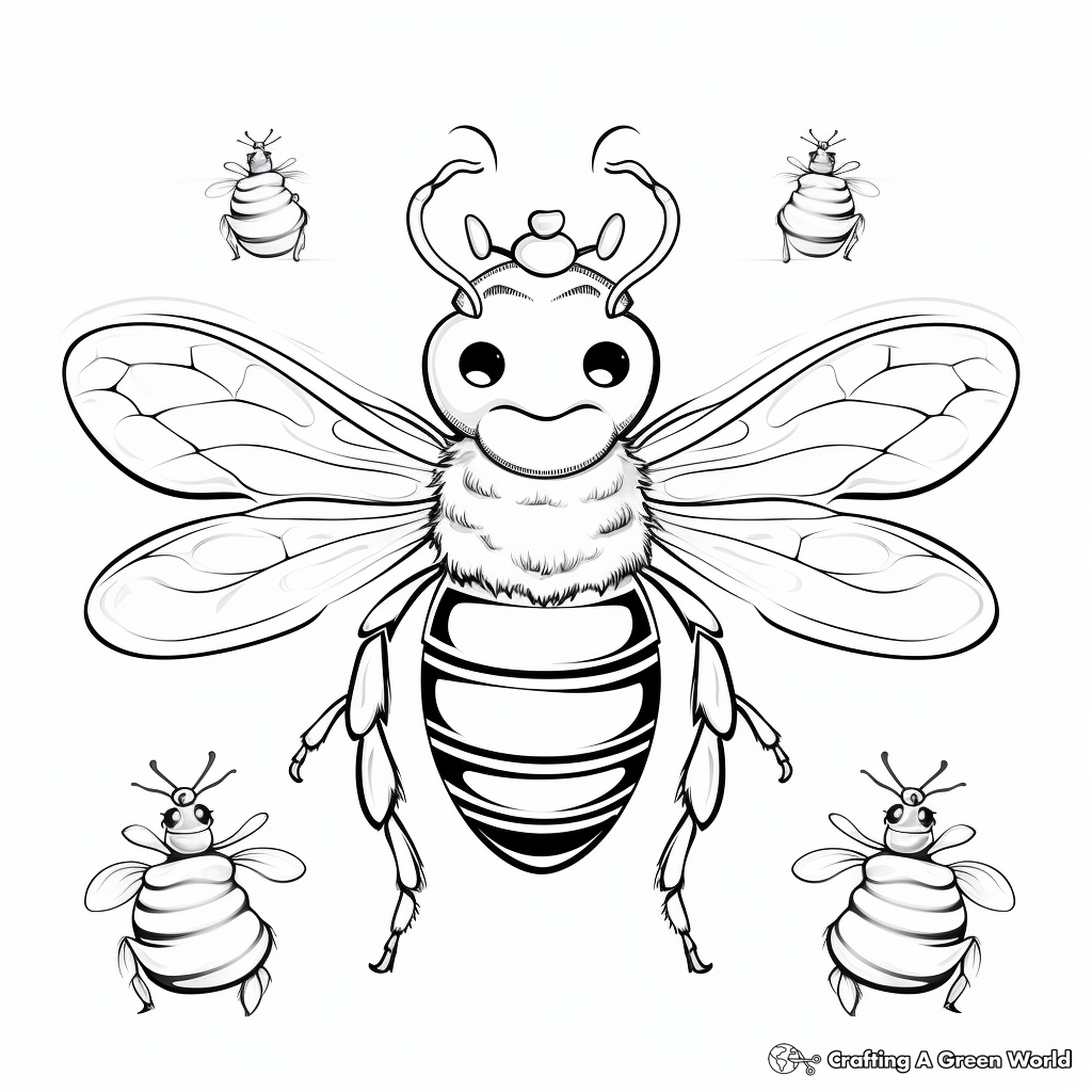 Educational Life Cycle of a Queen Bee Coloring Pages 2