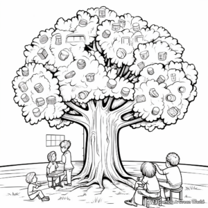 Educational Lifecycle of a Pecan Nut Coloring Pages 1