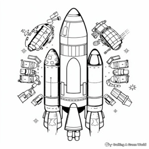 Educational Parts of a Rocket Coloring Pages 1