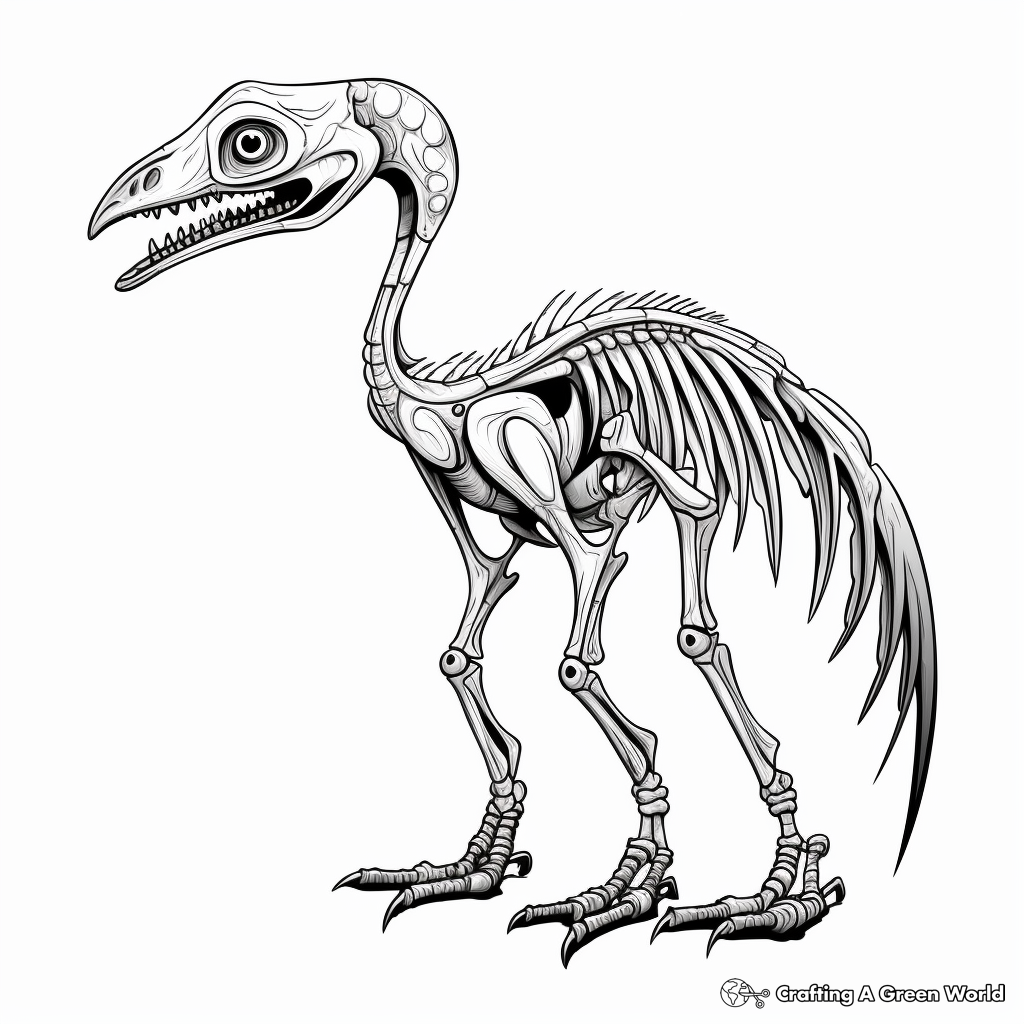 Educational Troodon Skeleton Coloring Pages 1