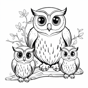 Educational, Interactive Elf Owl Family Coloring Pages 3