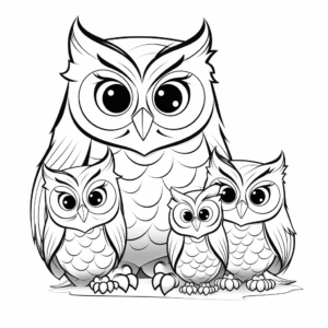 Educational, Interactive Elf Owl Family Coloring Pages 2