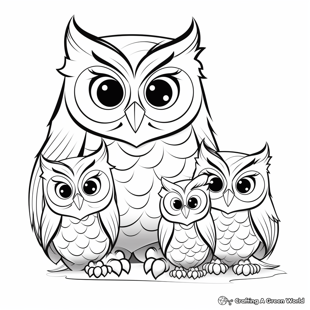 Educational, Interactive Elf Owl Family Coloring Pages 4