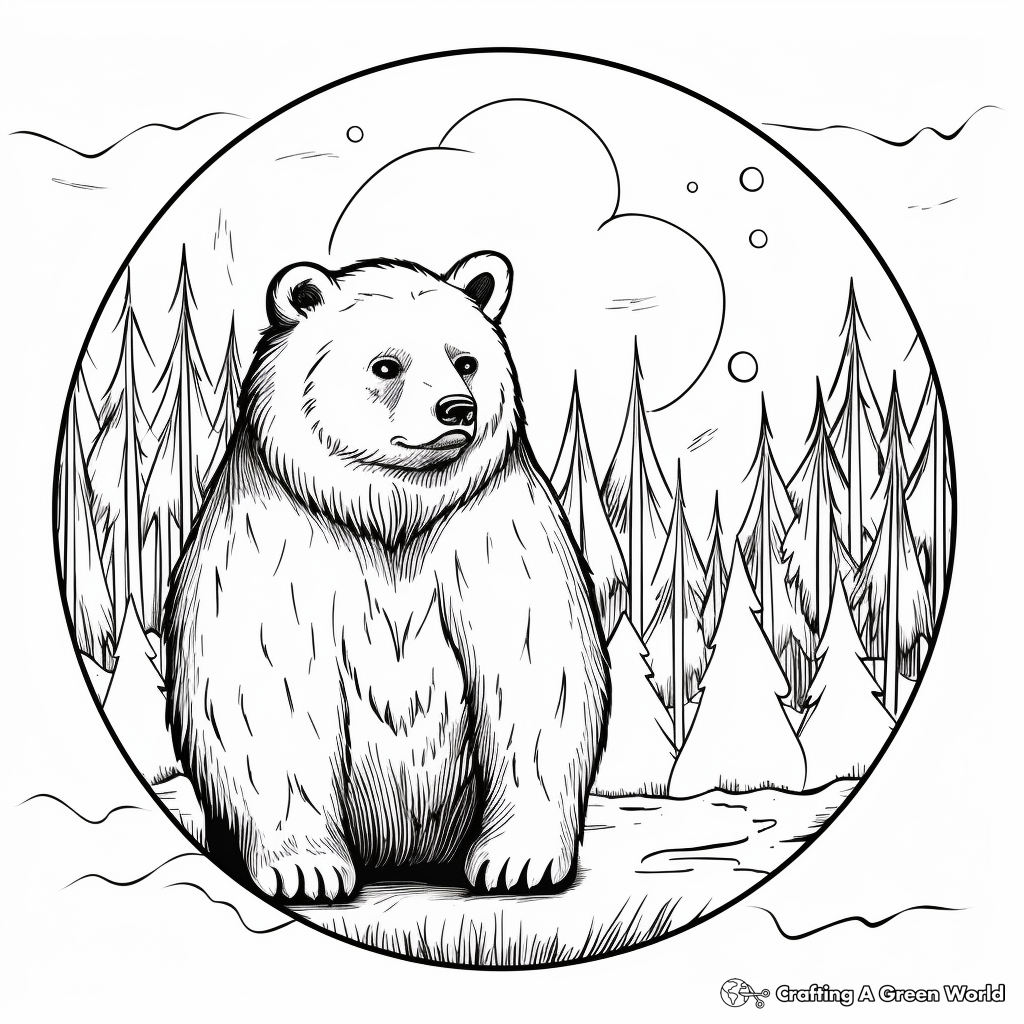 Eerie Full Moon Bear Coloring Sheets 1